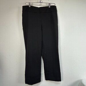 Up! Womens Black Straight Leg Cuff Cropped Trouser Pants Size 10 Stretch Casual